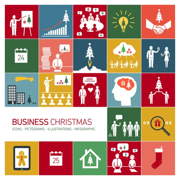 Christmas business icons set — Stock Vector