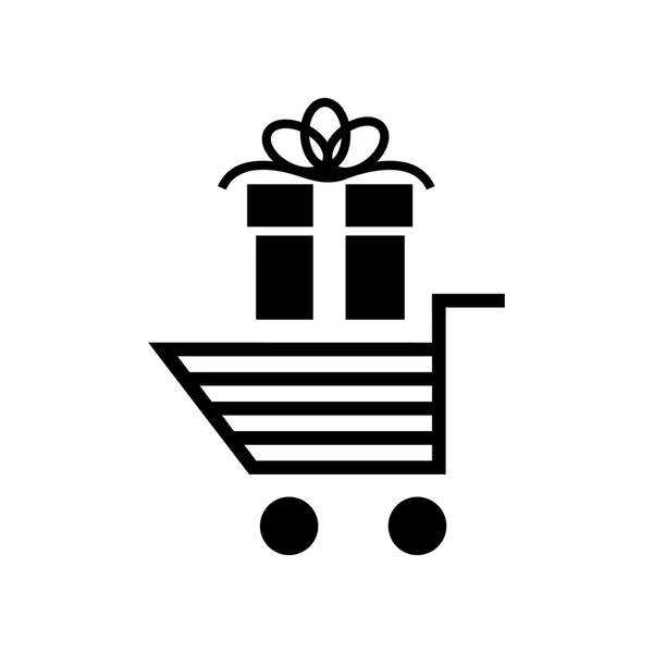 Shopping cart full of gifts icon — Stock Vector