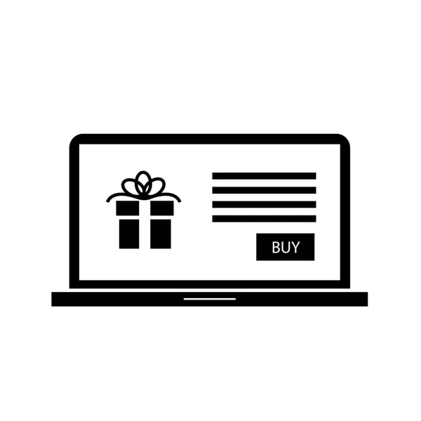 Gift on eshop on laptop — Stock Vector