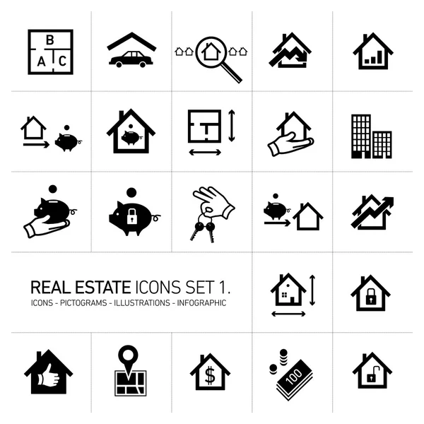 Ensemble d'icônes immobilières vectorielles — Image vectorielle