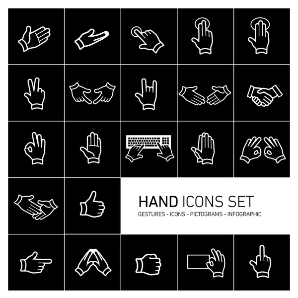 Conjunto de iconos de mano — Vector de stock