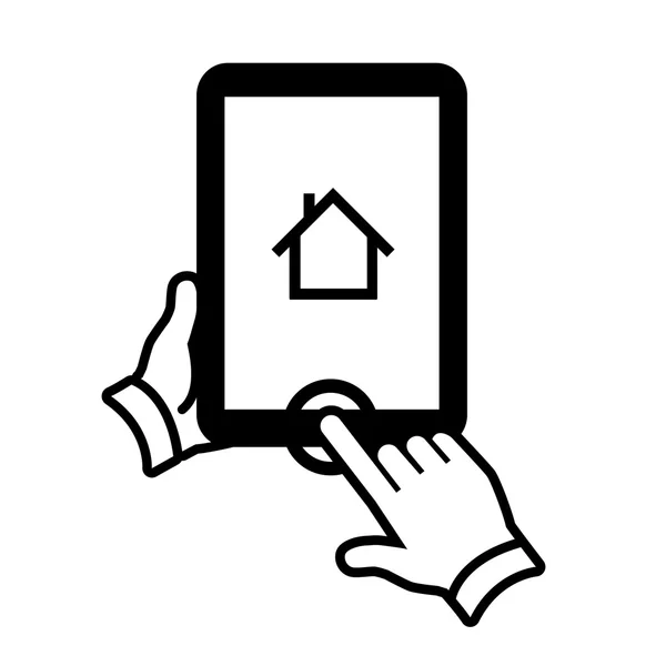 Tablet dengan ikon rumah - Stok Vektor