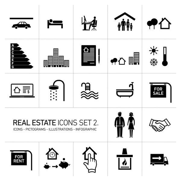 Icônes immobilières ensemble — Image vectorielle