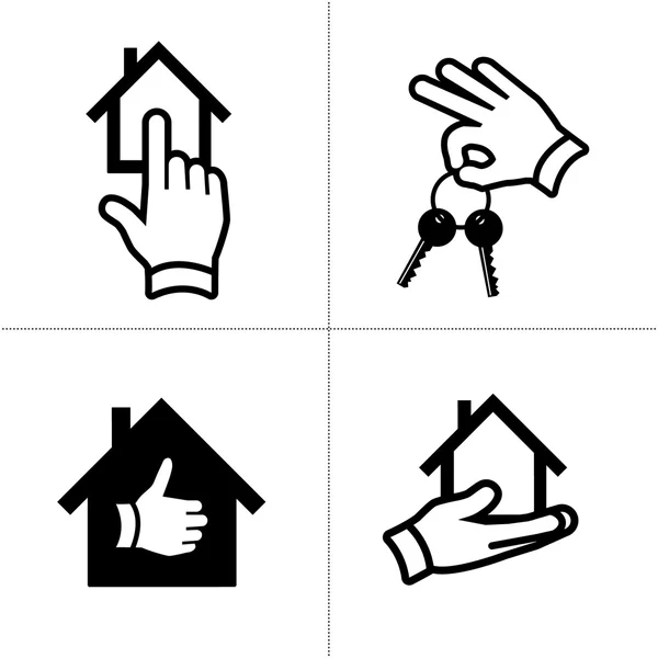 Real estate gesto ikony nastavit — Stockový vektor