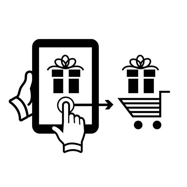 Online winkelen op pictogram tablet — Stockvector
