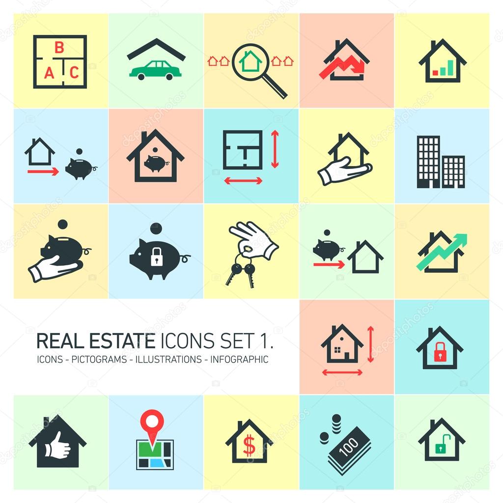 Real estate icons set