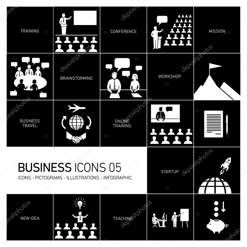 Flat design business icons