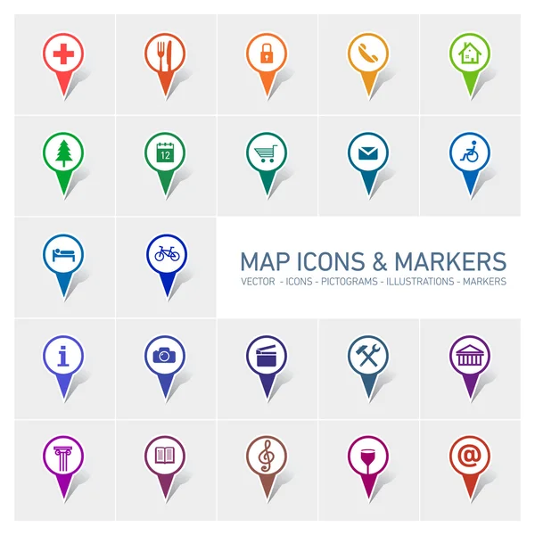 Conjunto de marcadores de ícones —  Vetores de Stock