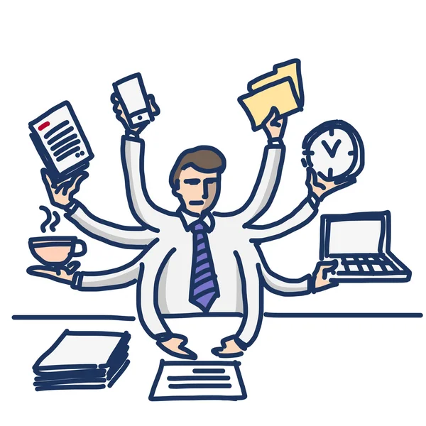 Worcaholism üzletember és a multitasking — Stock Vector