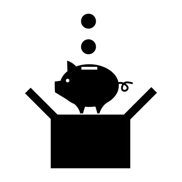 Piggy moneybank out of the box — Stock Vector