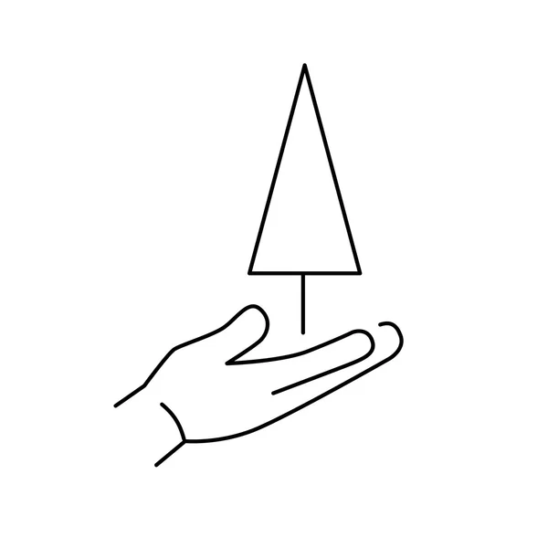 Icono de árbol creciendo en la mano — Vector de stock