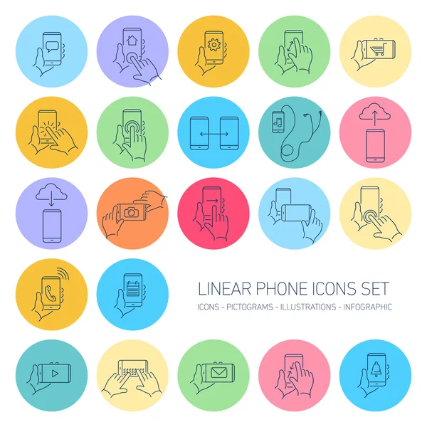 Linear phone and technology icons set — Stockvector