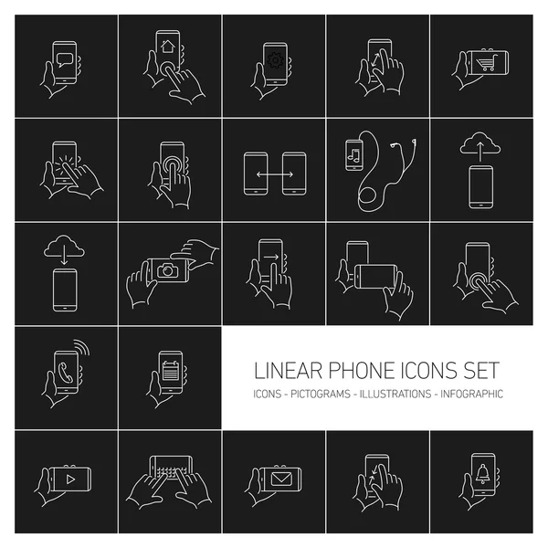 Linear phone and technology icons set — Stock Vector