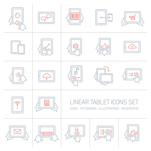 линейные значки планшетов
