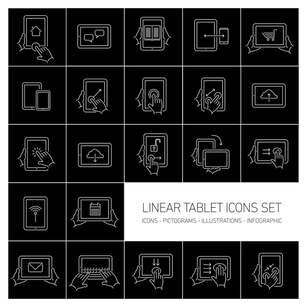 Linear tablet icons set — Stok Vektör