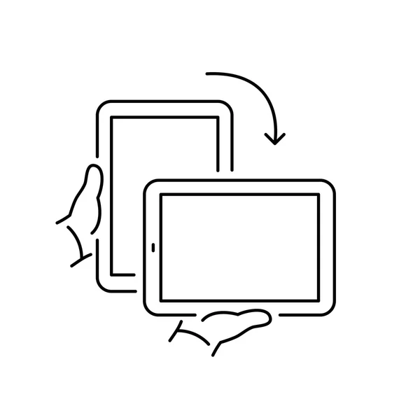 Linear icon with rotate tablet — 스톡 벡터