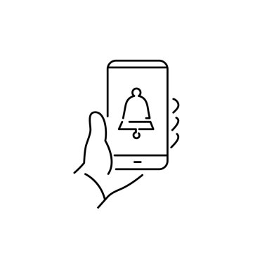 Reminder bell icon on smartphone screen clipart