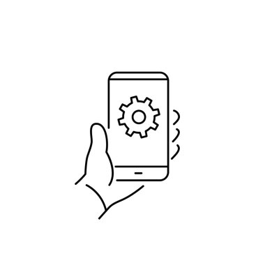 Ayarları simgesi smartphone ekranında dişli