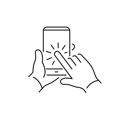 Akıllı telefon dokunmatik ekran üzerinde dokunarak el