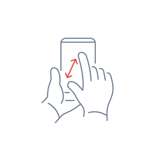 Snuifje zoom gebaar op touchscreen smartphone — Stockvector