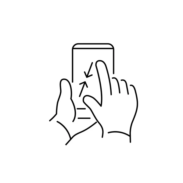 Pinch zoom gesto en la pantalla táctil del teléfono inteligente — Vector de stock