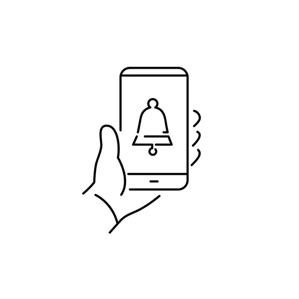 Reminder bell icon on smartphone screen — Stock Vector