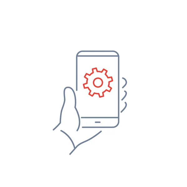 Configuración icono de engranaje en la pantalla del teléfono inteligente — Archivo Imágenes Vectoriales