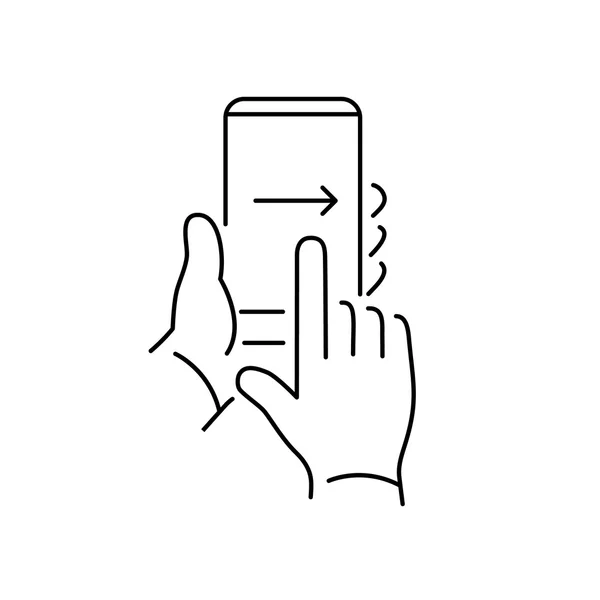 Machnięcia palcem w ekran dotykowy smartphone — Wektor stockowy