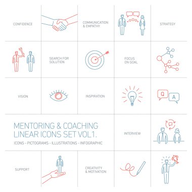 mentoring and coaching linear icons