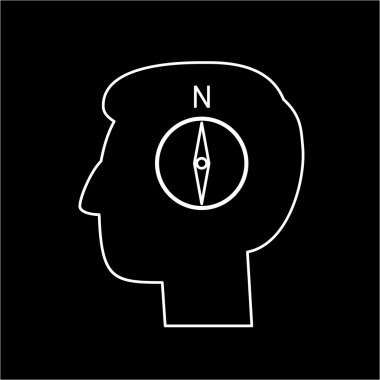 management skills icon of compass in brain