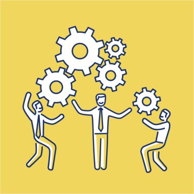 Vector teamwork skills icon of businessmans