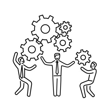 Vector teamwork skills icon of businessmans