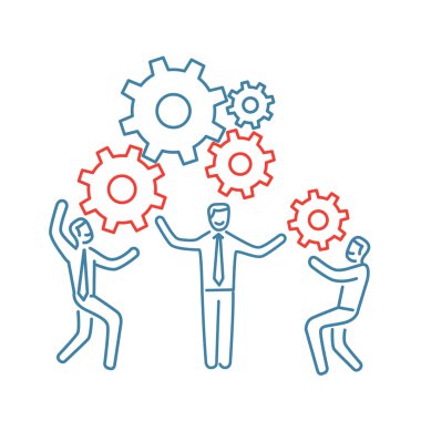 Vector teamwork skills icon of businessmans