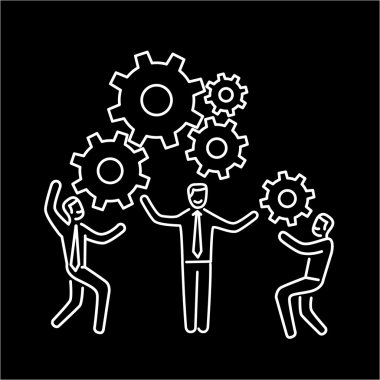 Vector teamwork skills icon of businessmans