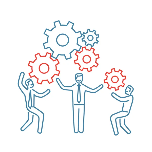 Vector teamwork skills icon of businessmans — Stock Vector
