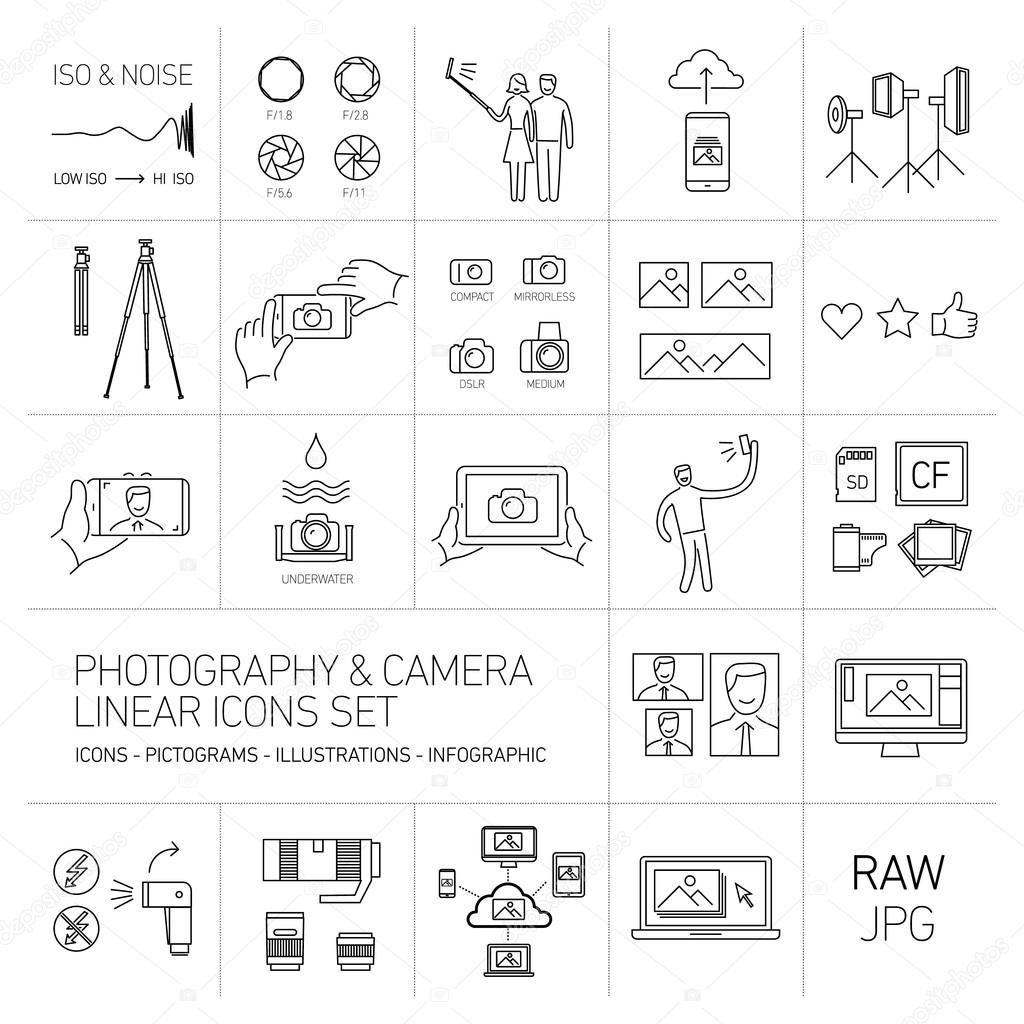 camera icons set