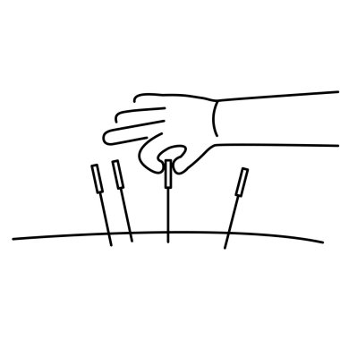 Acupuncture healing black linear icon