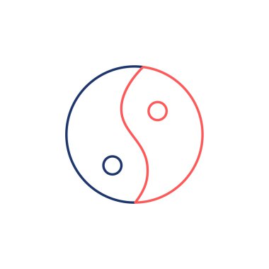 Ying yang doğrusal kırmızı ve mavi kutsal kişilerin resmi