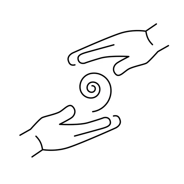 Energy between two hands — Stockvector