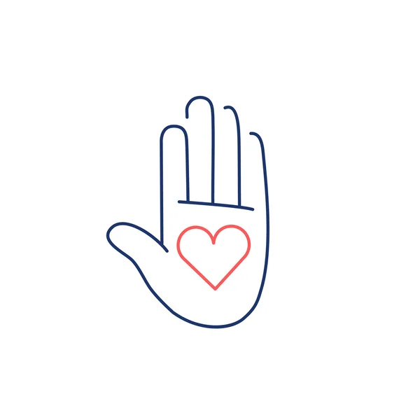 Heart in open hand palm — Stock Vector