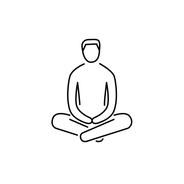 Hombre sentado y relajado en meditación — Vector de stock