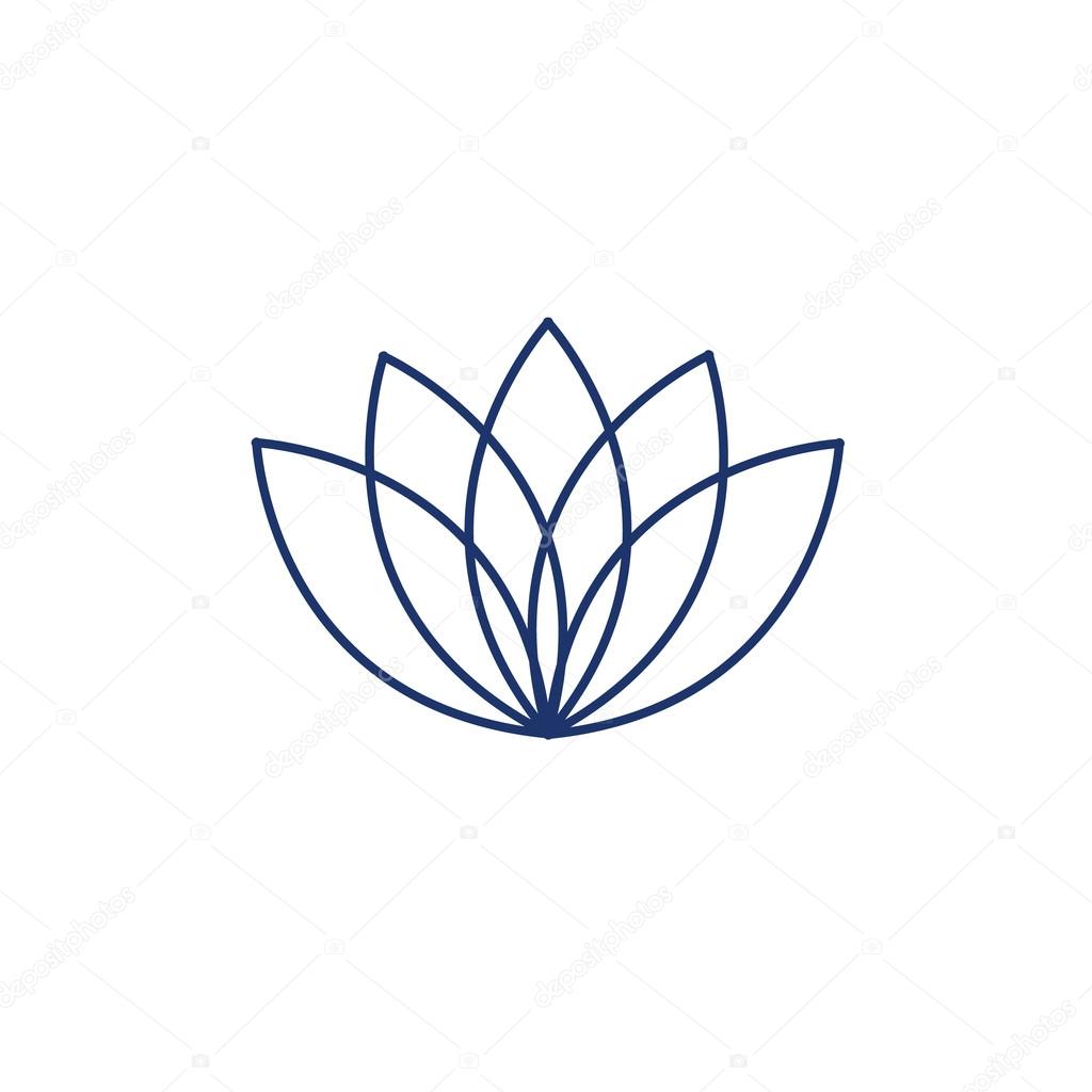 Lotos flower blue linear icon