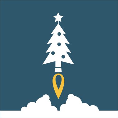 Christmas tree starting like a rocket