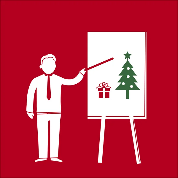 Icon of businessman presenting christmas tree — Stok Vektör
