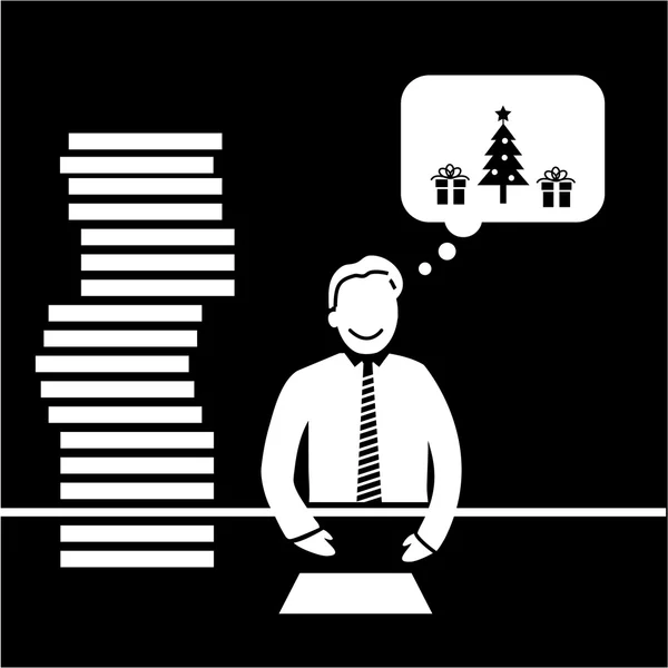 Icono de la procrastinación de Navidad hombre de negocios — Vector de stock