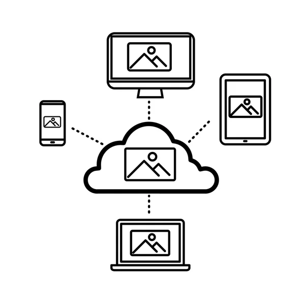 Cloud computing storage for photography — Stock Vector