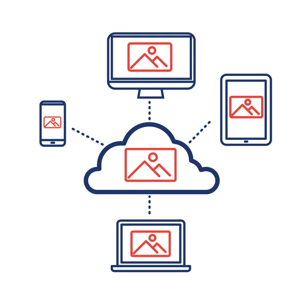 Cloud computing storage for photography — Διανυσματικό Αρχείο