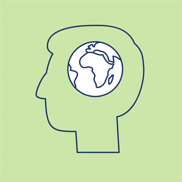 Globe in brain of human head — Stockový vektor