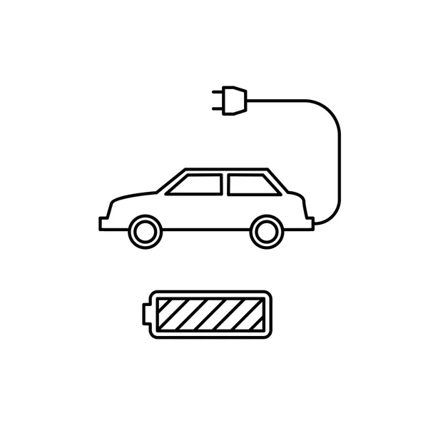 Coche eléctrico y ecología de batería — Vector de stock