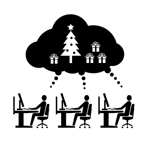 Vector icon of employees working thinking — 图库矢量图片